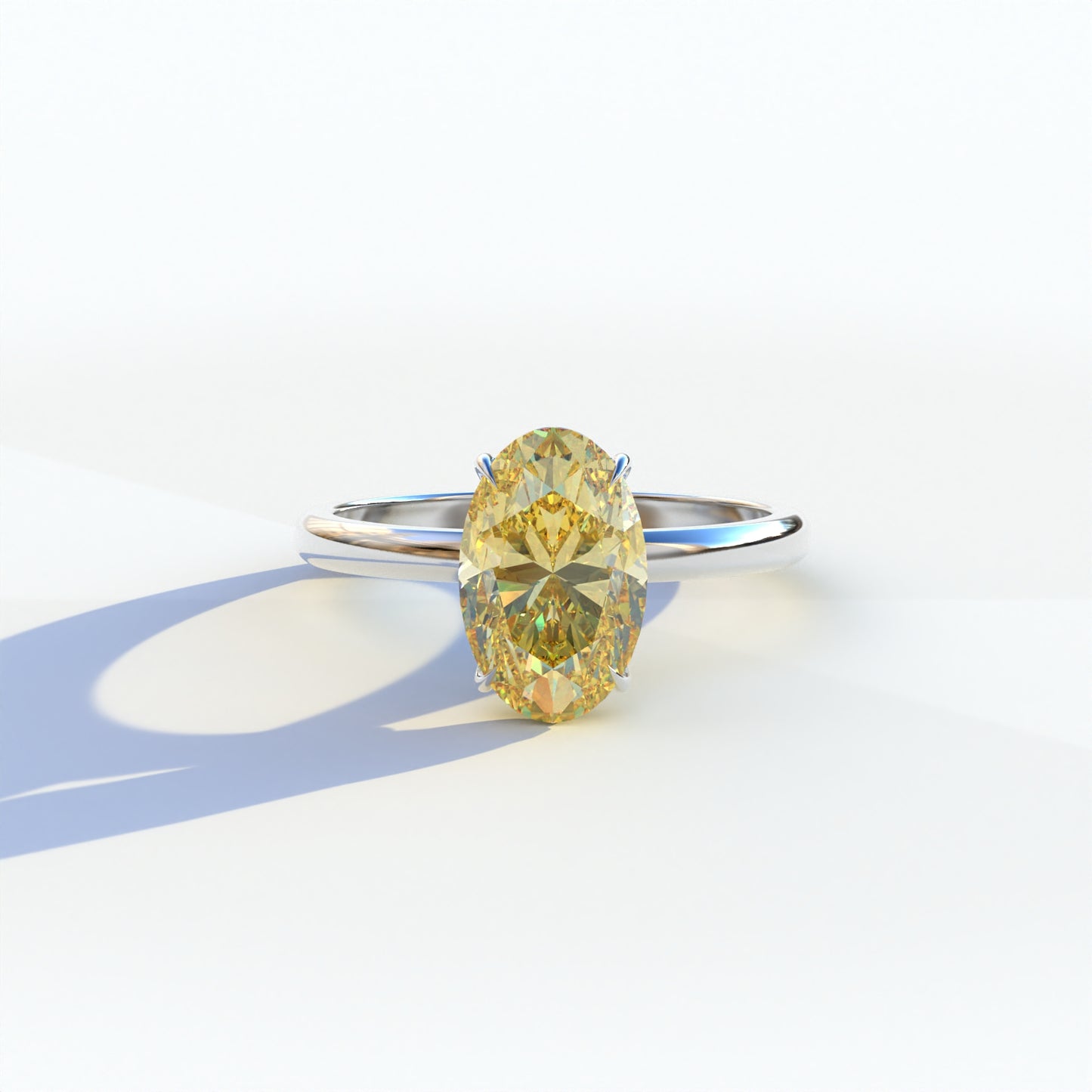 2 Carat Yellow Oval Cut Solitaire Lab Diamond Ring	