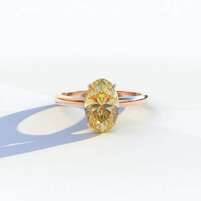 2 Carat Yellow Oval Cut Solitaire Lab Diamond Ring - Curiosa