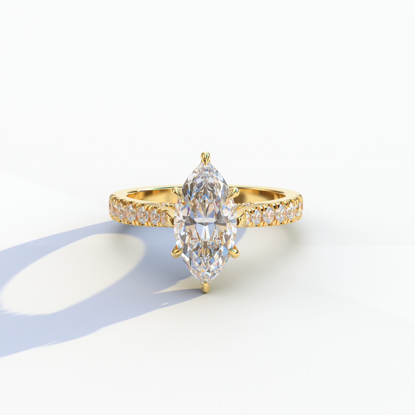 1.5 Carat E-VVS Marquise Cut Lab Diamond Hidden Halo & Pave Ring - Ash