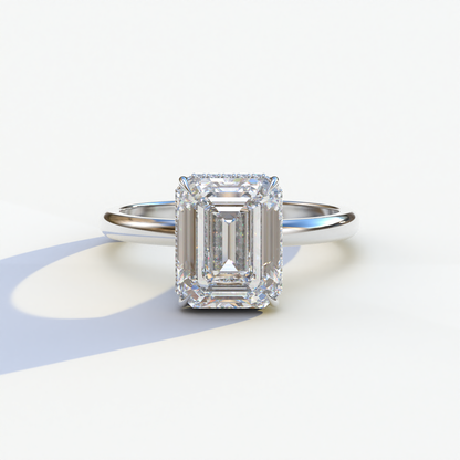 3 Carat E VVS Emerald Cut Hidden Halo Lab Diamond Ring	