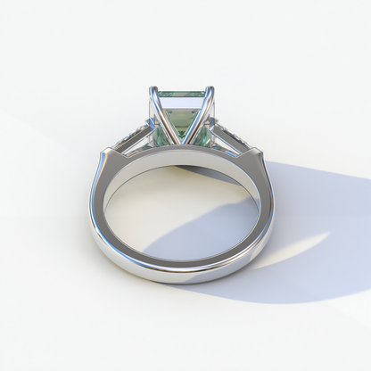 3 Carat Green Emerald & Baguette Cut Multi Stone Lab Diamond Ring - Crisantemo