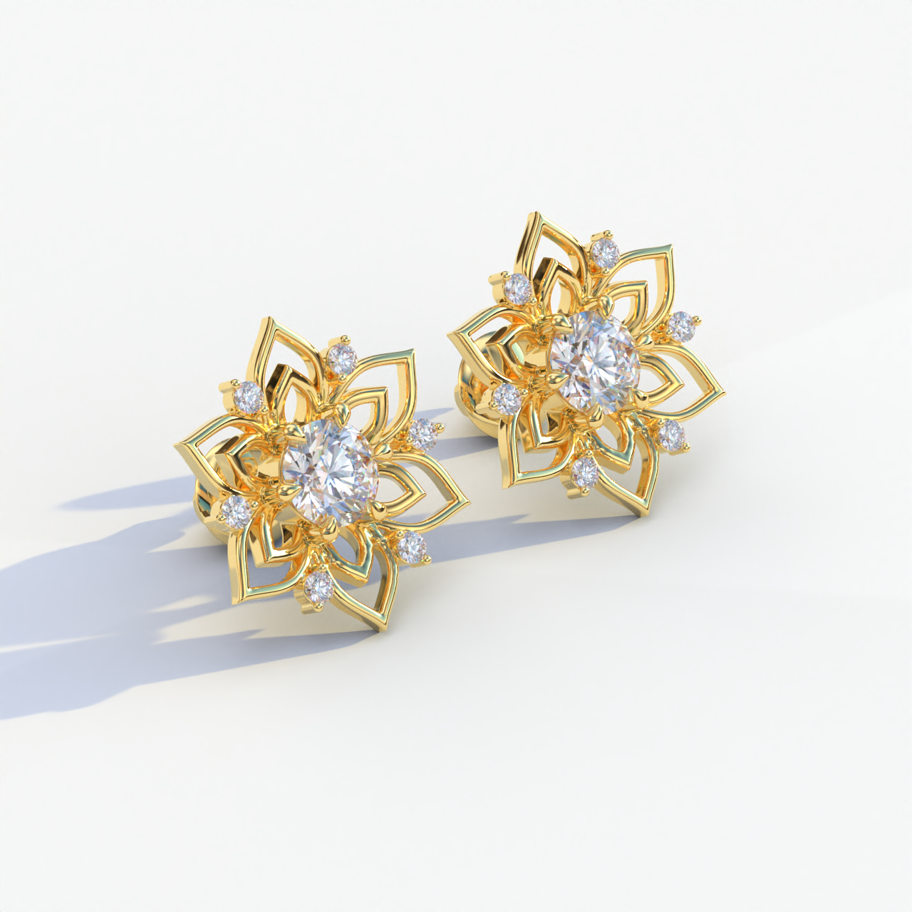 Daffodil - Colorless Round Cut Diamond Earrings| Beautiful Claw Prong Setting | Certified