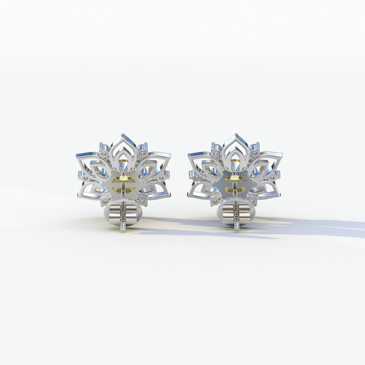 Daffodil - Yellow Color Round Cut Diamond Earrings| Beautiful Claw Prong Setting | Certified