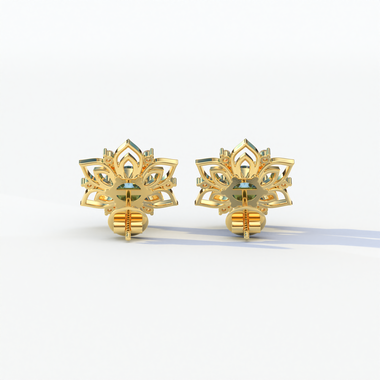 Daffodil - Blue Color Round Cut Diamond Earrings| Beautiful Claw Prong Setting | Certified