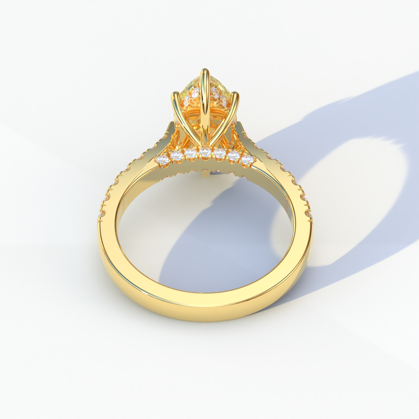 1.5 Carat Yellow Marquise Cut Lab Diamond Hidden Halo & Pave Ring - Ash