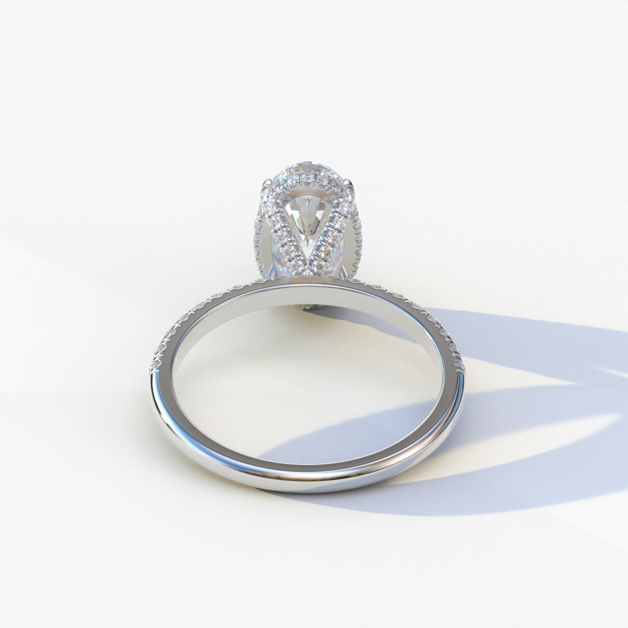 E VVS 2 Carat Oval Cut Hidden Halo & Pave Diamond Ring Set - Olivia