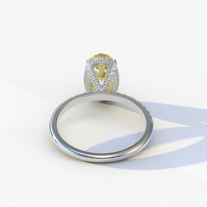 2 Carat Yellow Oval Cut Hidden Halo & Pave Diamond Ring Set - Olivia