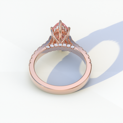 1.5 Carat Pink Marquise Cut Lab Diamond Hidden Halo & Pave Ring - Ash