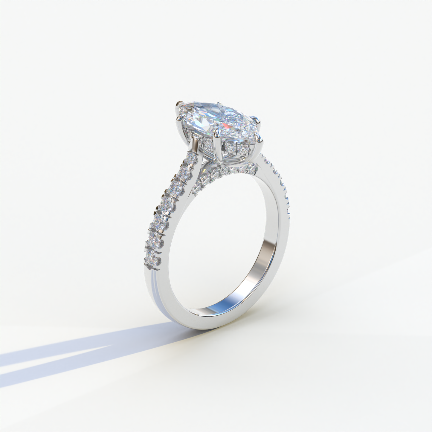 1.5 Carat E-VVS Marquise Cut Lab Diamond Hidden Halo & Pave Ring - Ash