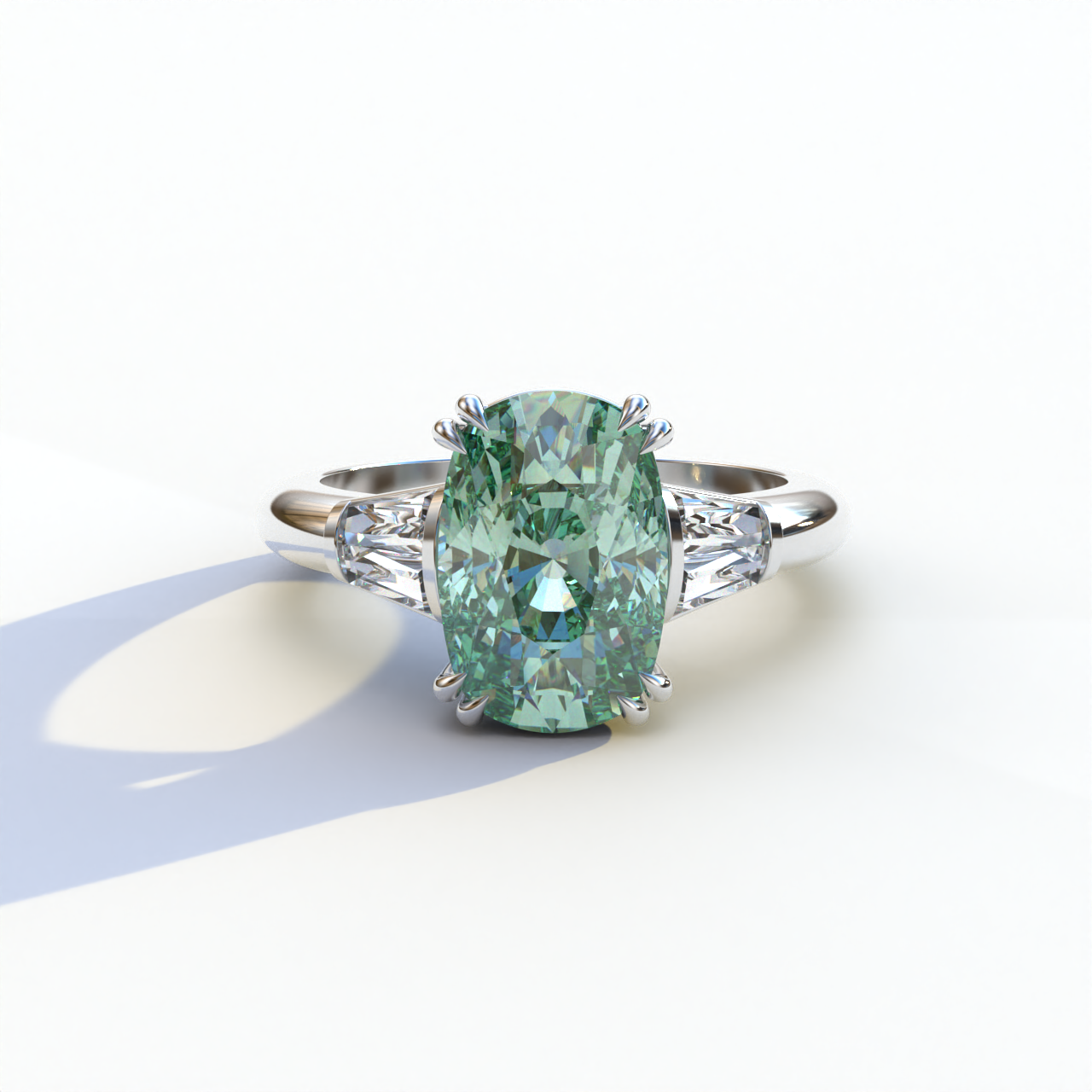 5 Carat Green Elongated Cushion Cut Lab Diamond Engagement Ring - Sagittarius