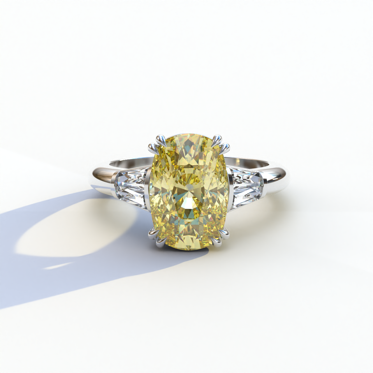 5 Carat Yellow Elongated Cushion Cut Lab Diamond Engagement Ring - Sagittarius