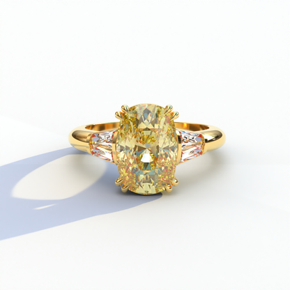 5 Carat Yellow Elongated Cushion Cut Lab Diamond Engagement Ring - Sagittarius