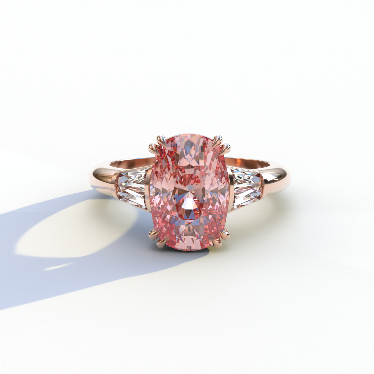 5 Carat Pink Elongated Cushion Cut Lab Diamond Engagement Ring - Sagittarius