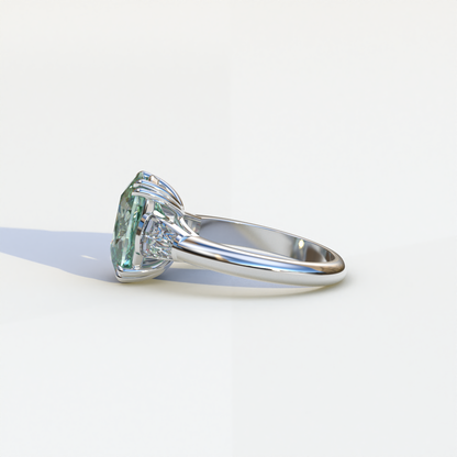 5 Carat Green Elongated Cushion Cut Lab Diamond Engagement Ring - Sagittarius