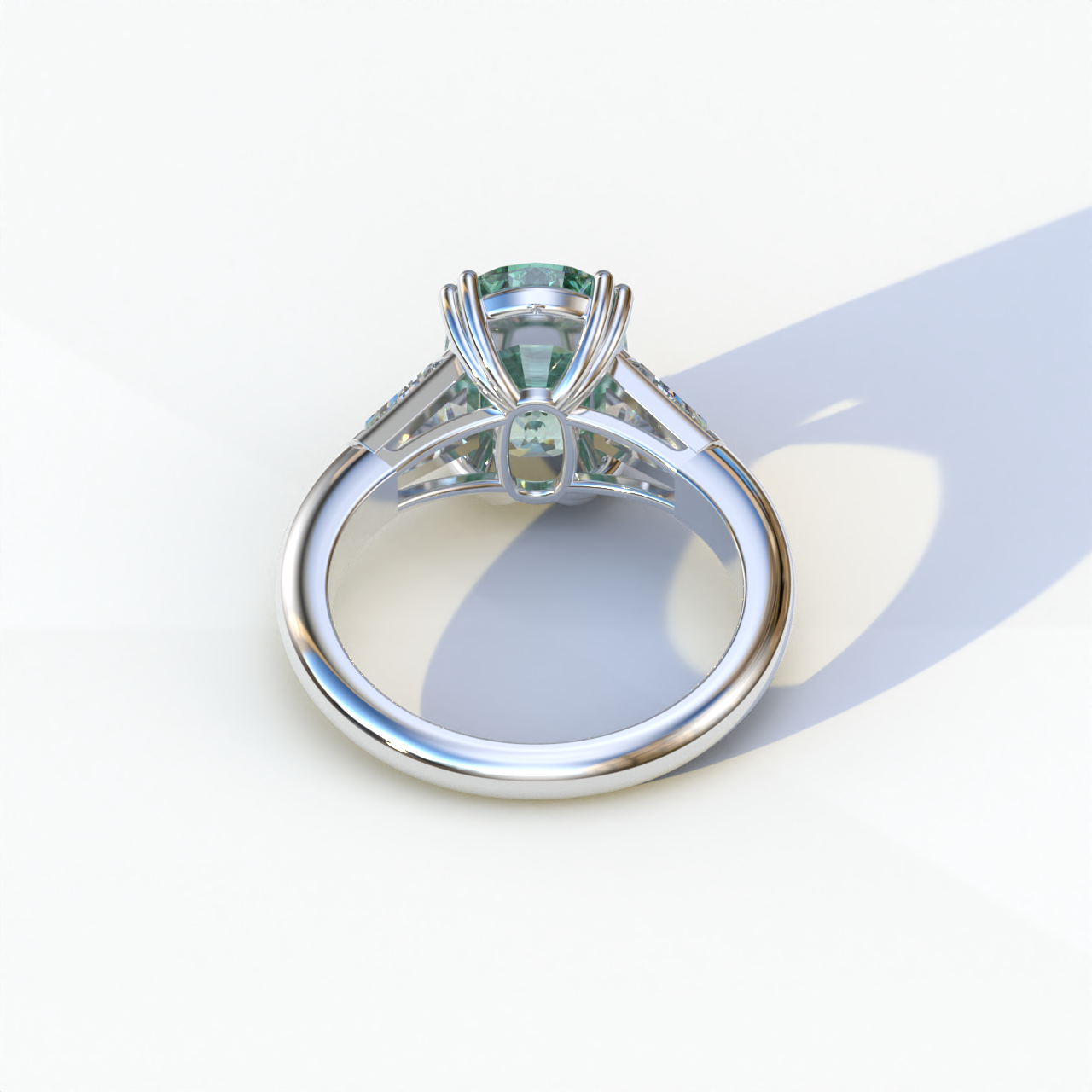 5 Carat Green Elongated Cushion Cut Lab Diamond Engagement Ring - Sagittarius