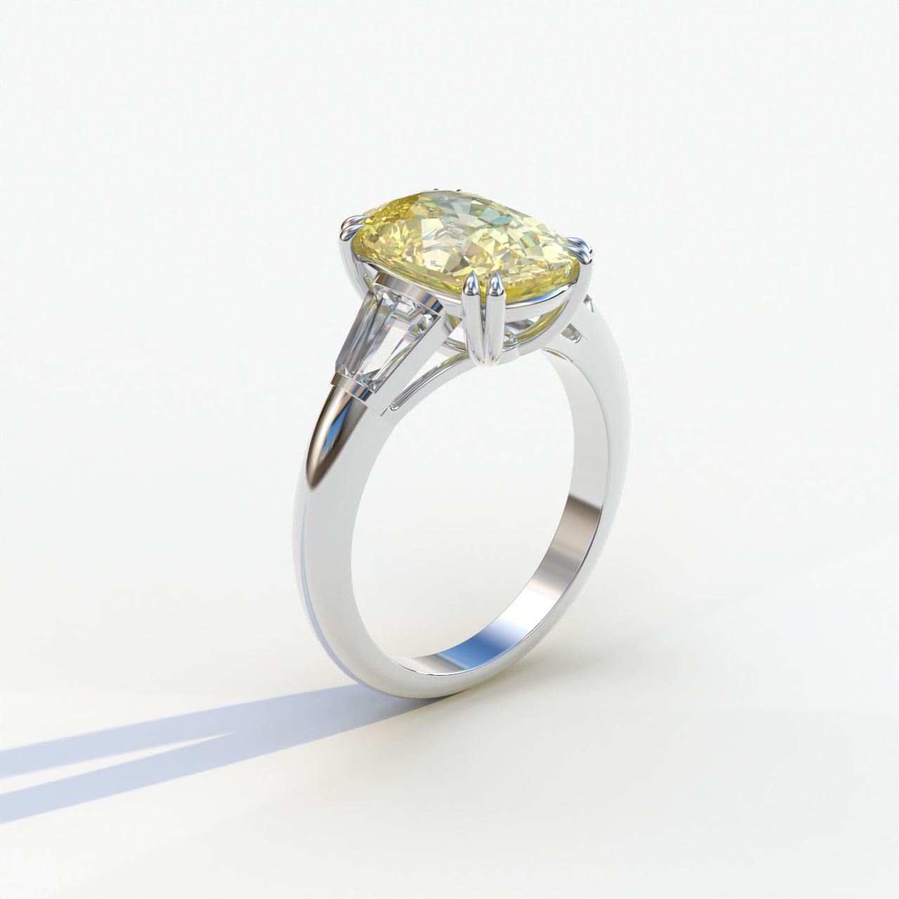 5 Carat Yellow Elongated Cushion Cut Lab Diamond Engagement Ring - Sagittarius