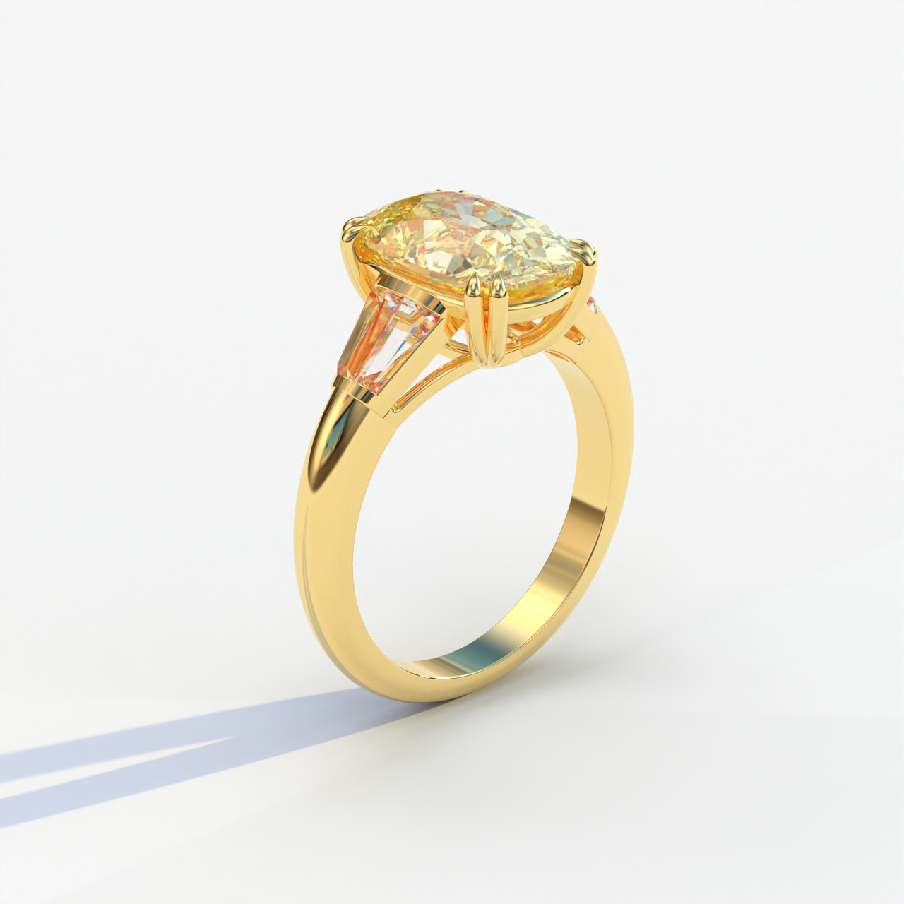 5 Carat Yellow Elongated Cushion Cut Lab Diamond Engagement Ring - Sagittarius