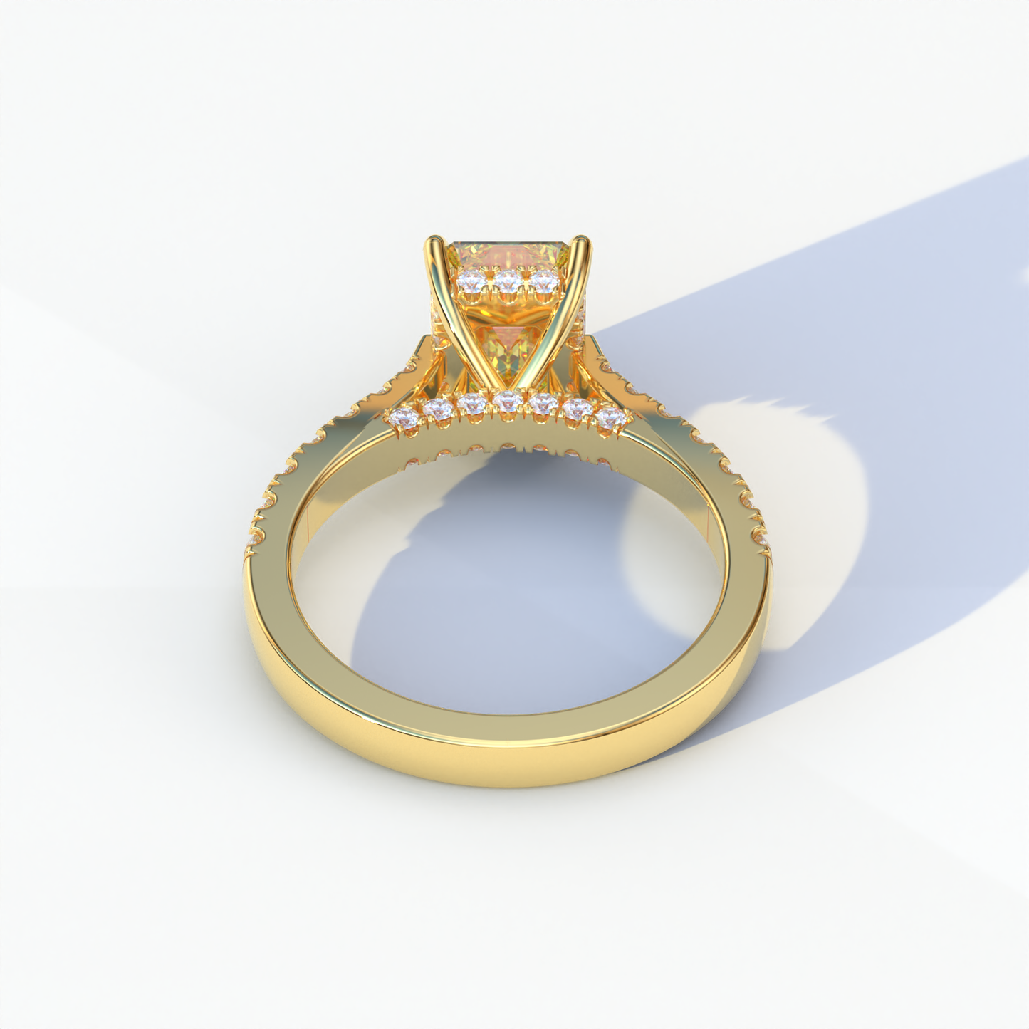 2 Carat Yellow Emerald Cut Hidden Halo & Pave Lab Diamond Ring - Siara