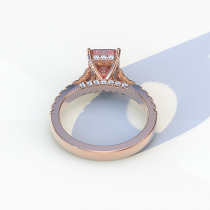 2 Carat Pink Emerald Cut Hidden Halo & Pave Lab Diamond Ring - Siara