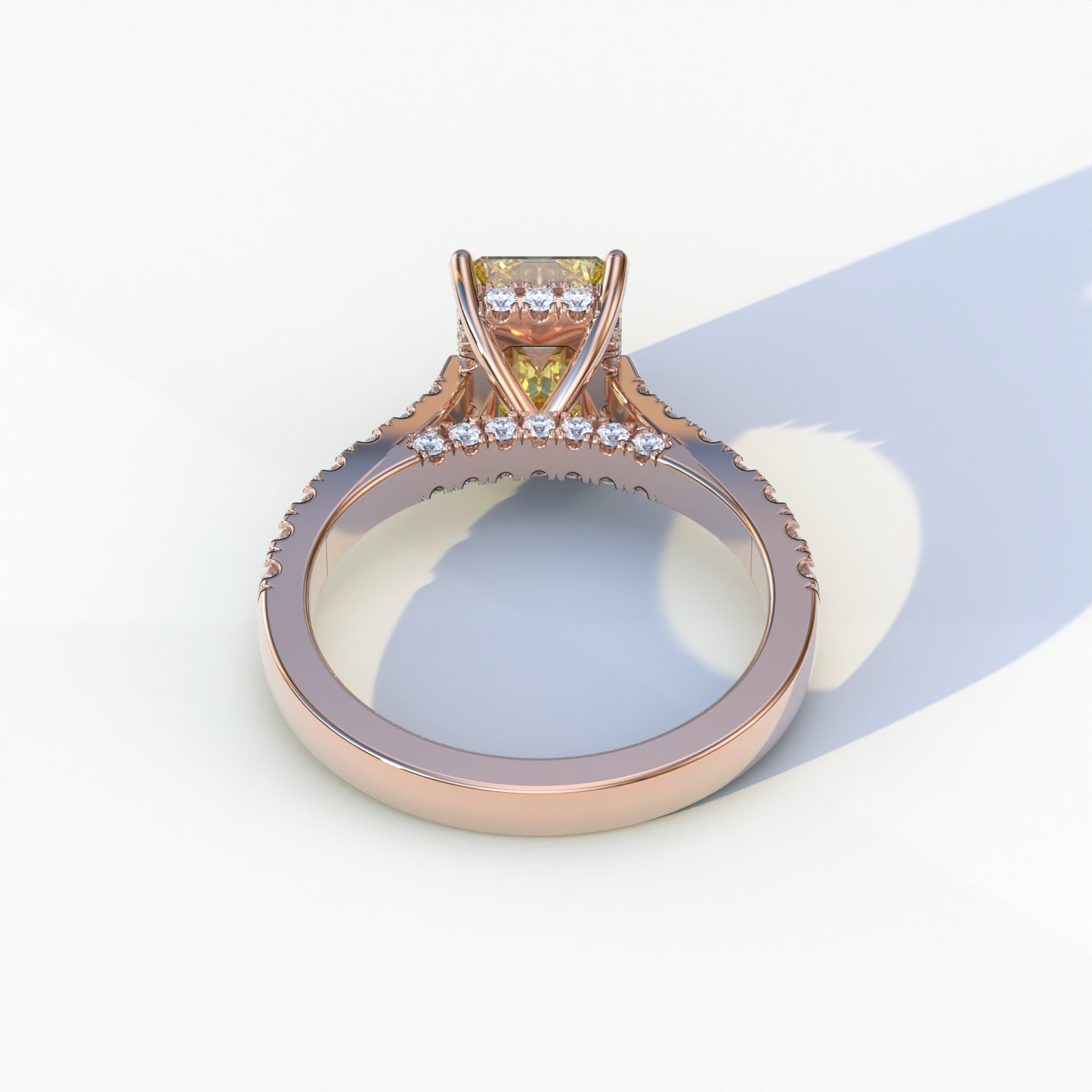 2 Carat Yellow Emerald Cut Hidden Halo & Pave Lab Diamond Ring - Siara