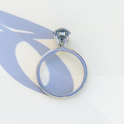 2 Carat Blue Oval Cut Solitaire Lab Diamond Ring - Curiosa