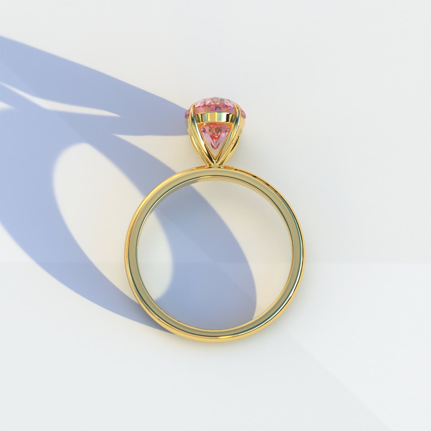 2 Carat Pink Oval Cut Solitaire Lab Diamond Ring - Curiosa