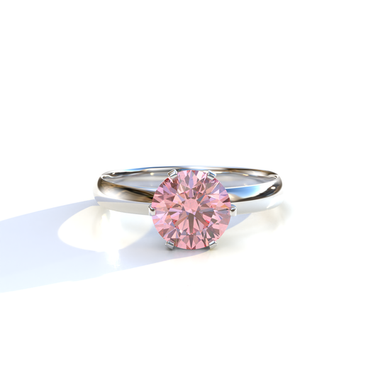 2 Carat Pink Round Cut Solitaire Lab Diamond Ring	