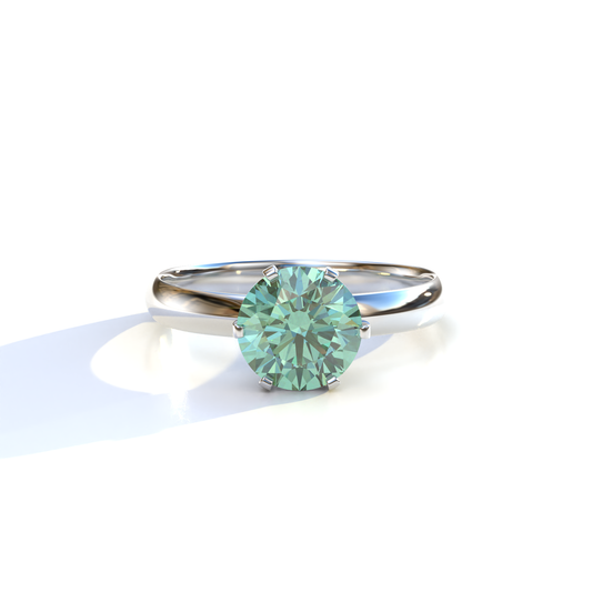 2 Carat Green Round Cut Solitaire Lab Diamond Ring	