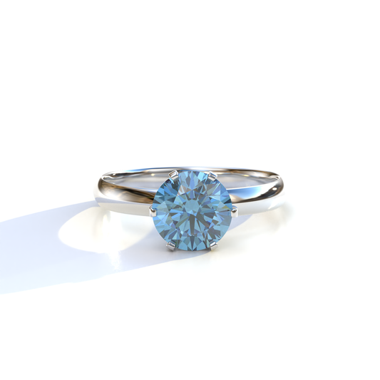 2 Carat Blue Round Cut Solitaire Lab Diamond Ring	