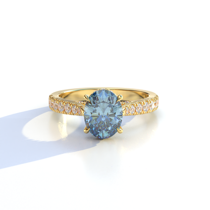 1.50 Carat Blue Oval Cut Lab Diamond Engagement Ring - Scorpio