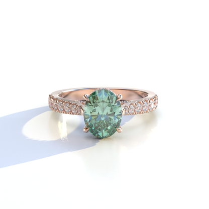 1.50 Carat Green Oval Cut Lab Diamond Engagement Ring - Scorpio