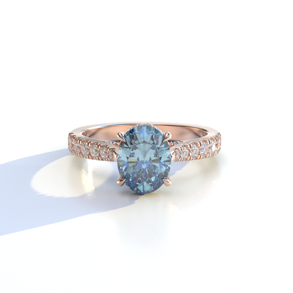 1.50 Carat Blue Oval Cut Lab Diamond Engagement Ring - Scorpio