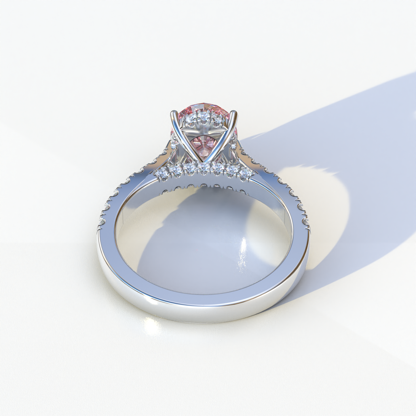 1.50 Carat Pink Oval Cut Lab Diamond Engagement Ring - Scorpio