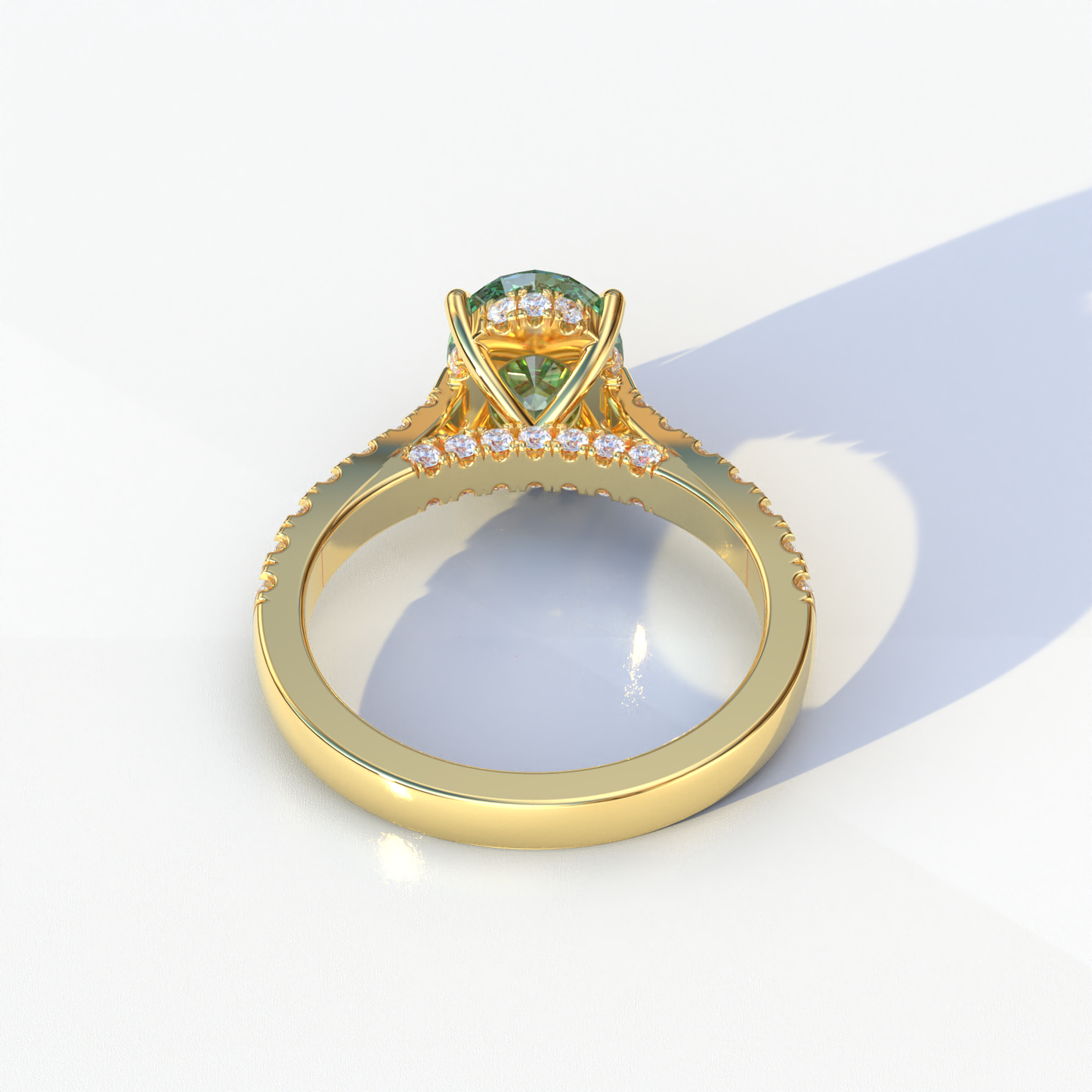 1.50 Carat Green Oval Cut Lab Diamond Engagement Ring - Scorpio