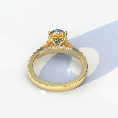 1.50 Carat Blue Oval Cut Lab Diamond Engagement Ring - Scorpio