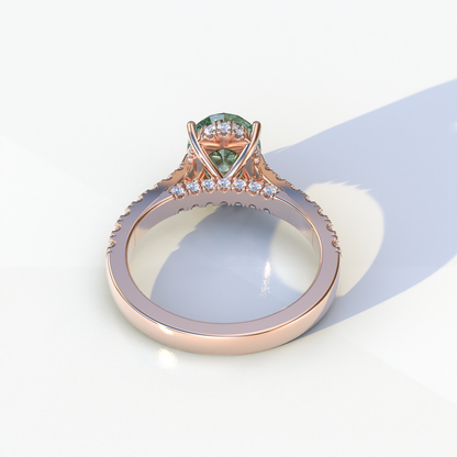 1.50 Carat Green Oval Cut Lab Diamond Engagement Ring - Scorpio