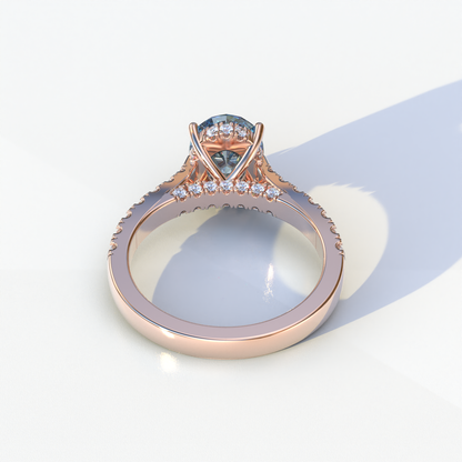 1.50 Carat Blue Oval Cut Lab Diamond Engagement Ring - Scorpio