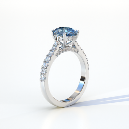 1.50 Carat Blue Oval Cut Lab Diamond Engagement Ring - Scorpio