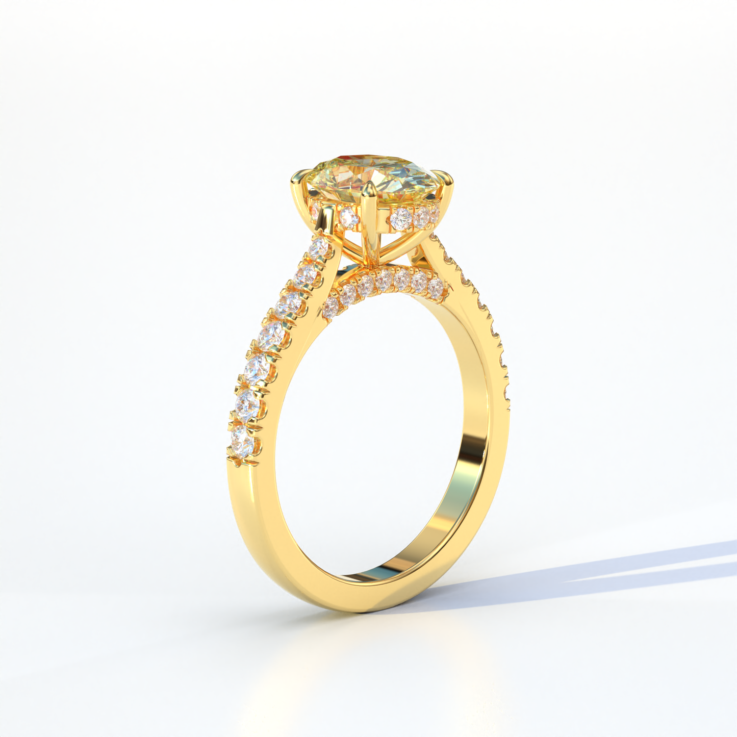 1.50 Carat Yellow Oval Cut Lab Diamond Engagement Ring - Scorpio