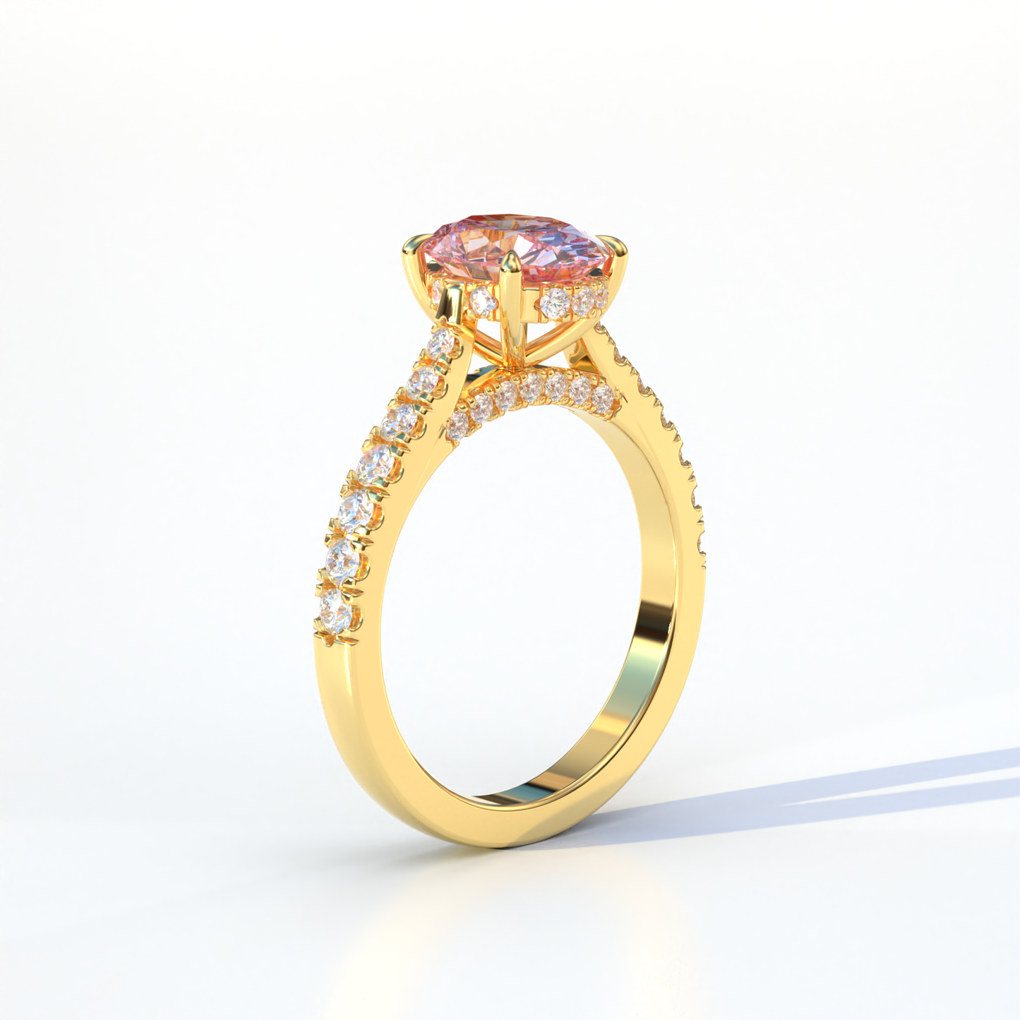 1.50 Carat Pink Oval Cut Lab Diamond Engagement Ring - Scorpio