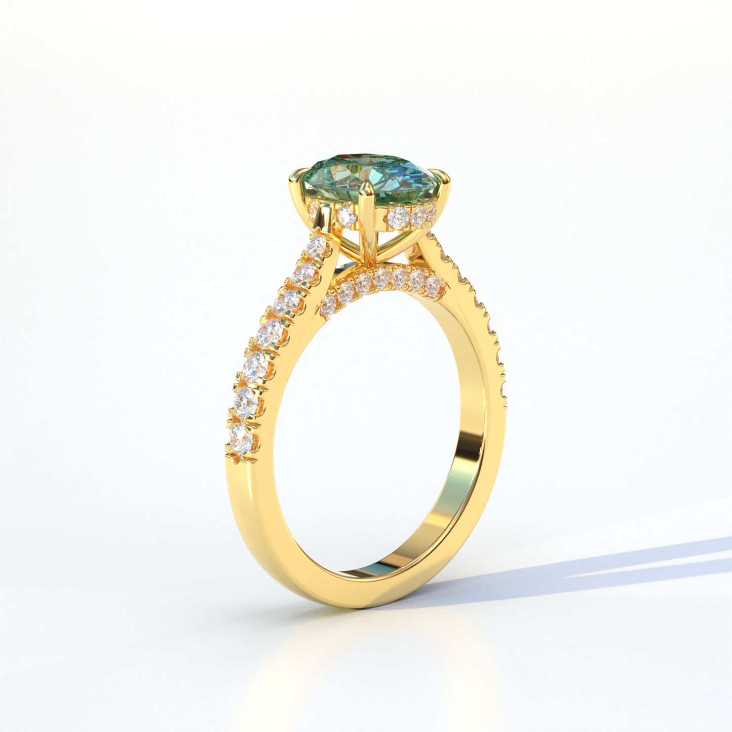 1.50 Carat Green Oval Cut Lab Diamond Engagement Ring - Scorpio