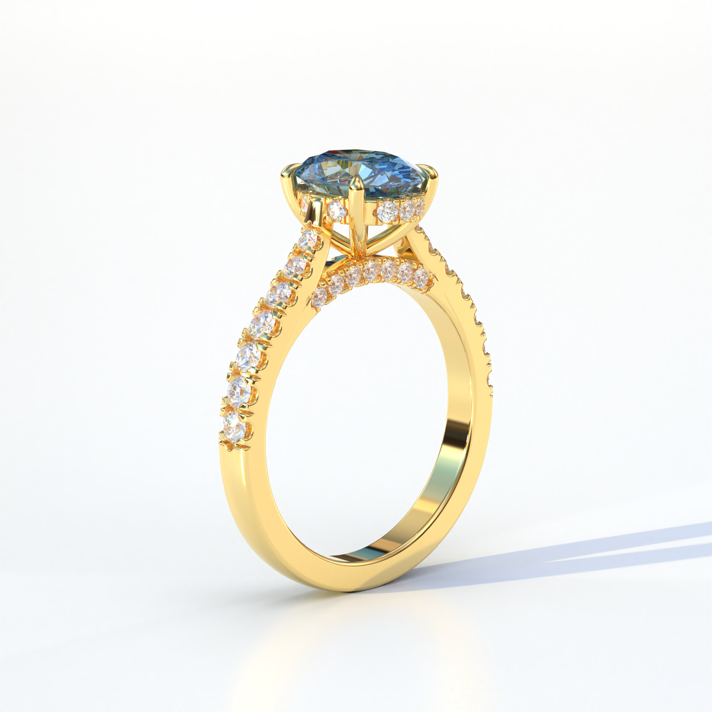 1.50 Carat Blue Oval Cut Lab Diamond Engagement Ring - Scorpio