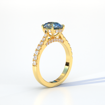 1.50 Carat Blue Oval Cut Lab Diamond Engagement Ring - Scorpio