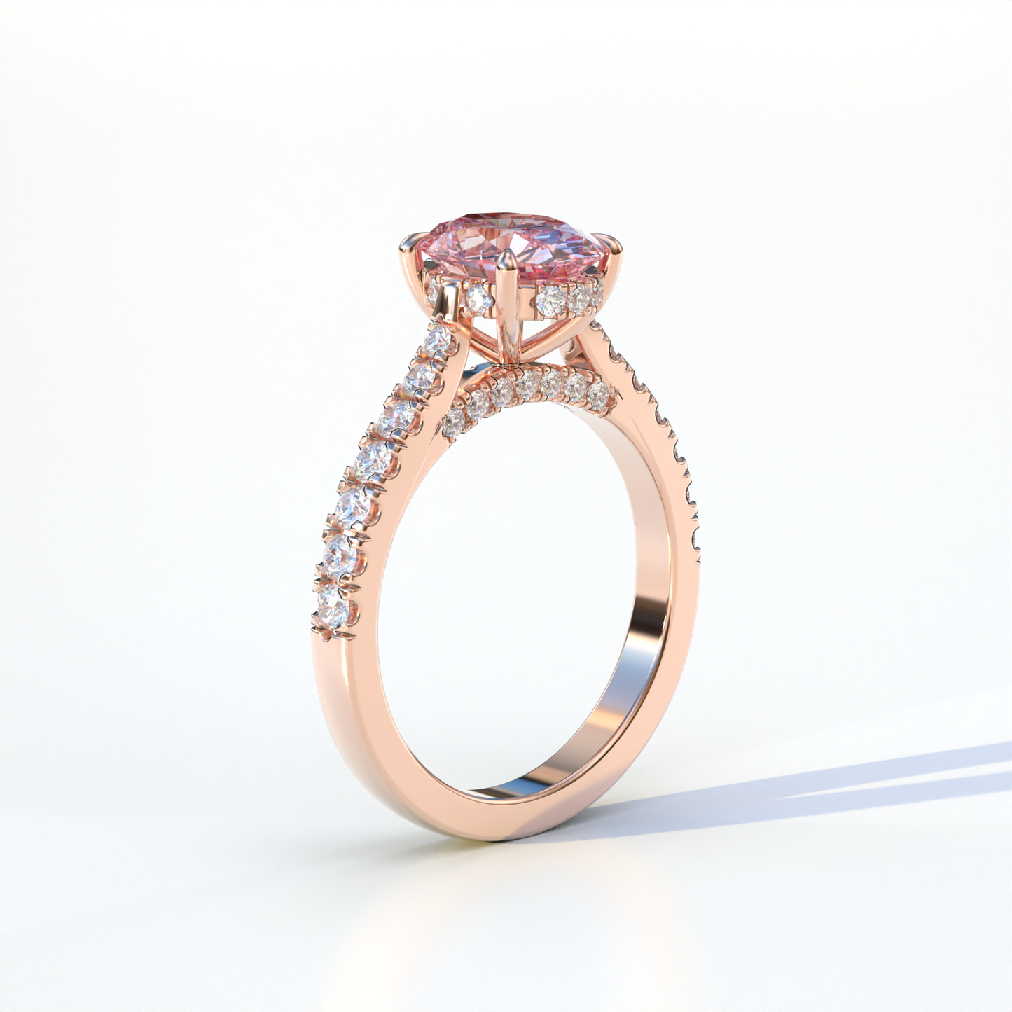 1.50 Carat Pink Oval Cut Lab Diamond Engagement Ring - Scorpio