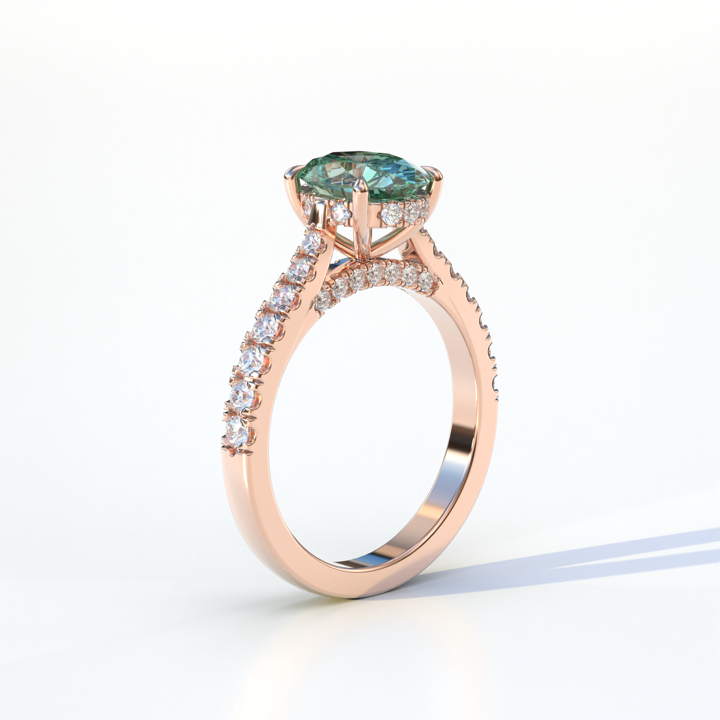 1.50 Carat Green Oval Cut Lab Diamond Engagement Ring - Scorpio