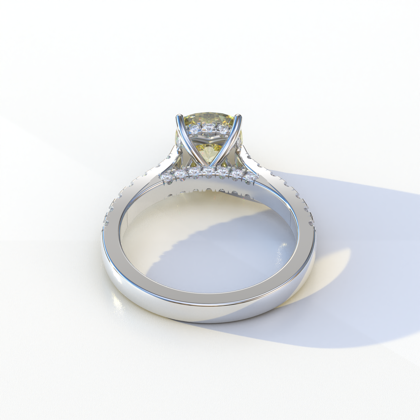 2 Carat Yellow Cushion Cut Lab Diamond Engagement Ring - Leo