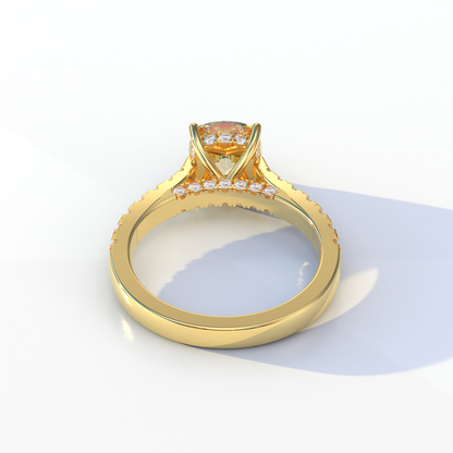 2 Carat Yellow Cushion Cut Lab Diamond Engagement Ring - Leo