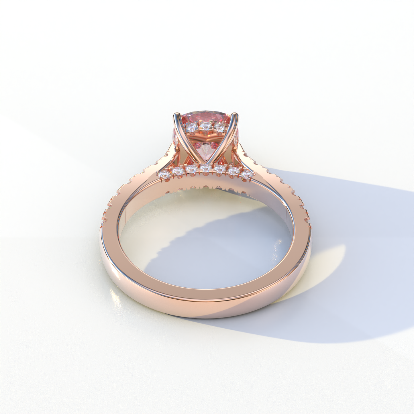 2 Carat Pink Color Cushion Cut Lab Diamond Engagement Ring set - Leo