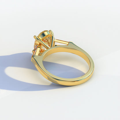 2.5 Carat Yellow Oval & Baguette Multi Stone Lab Diamond Ring - Etincelle