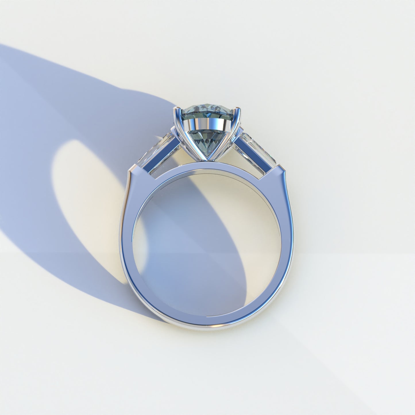 2.5 Carat Blue Oval & Baguette Multi Stone Lab Diamond Ring - Etincelle